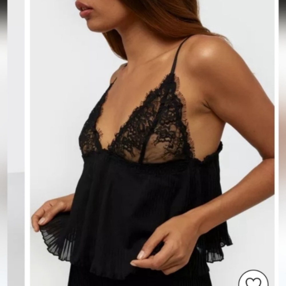 New! Bluebella Atlanta Plisse Black Lace Trim Camisole tank 2299 - Picture 5 of 12